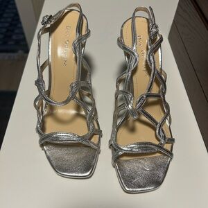 Dee Oceleppo Silver Strappy Sandals